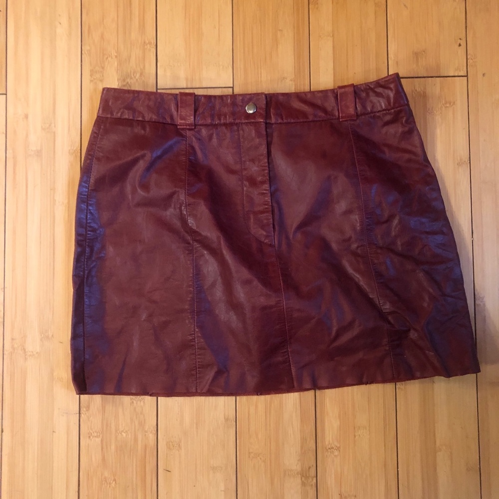 Vintage Express Red  Leather Mini Skirt